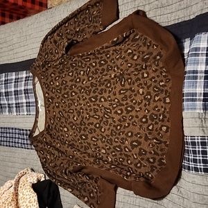 Maurices 3/4 sleeve cheetah print sweater size XXL chocolate brown, and black.